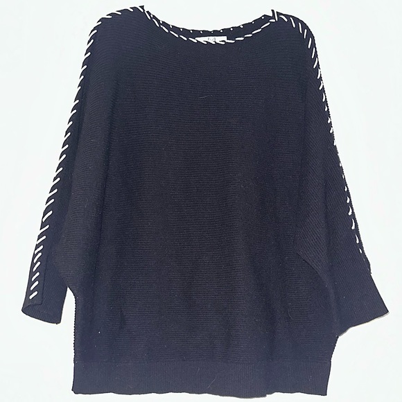 Womens Magaschoni Sweater Black color with White Trim Size 1X - Picture 1 of 9